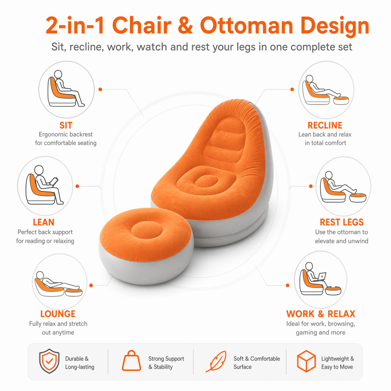 Sofá Inflable Tipo Flocado con - Home Improvement Furniture reseña y precio